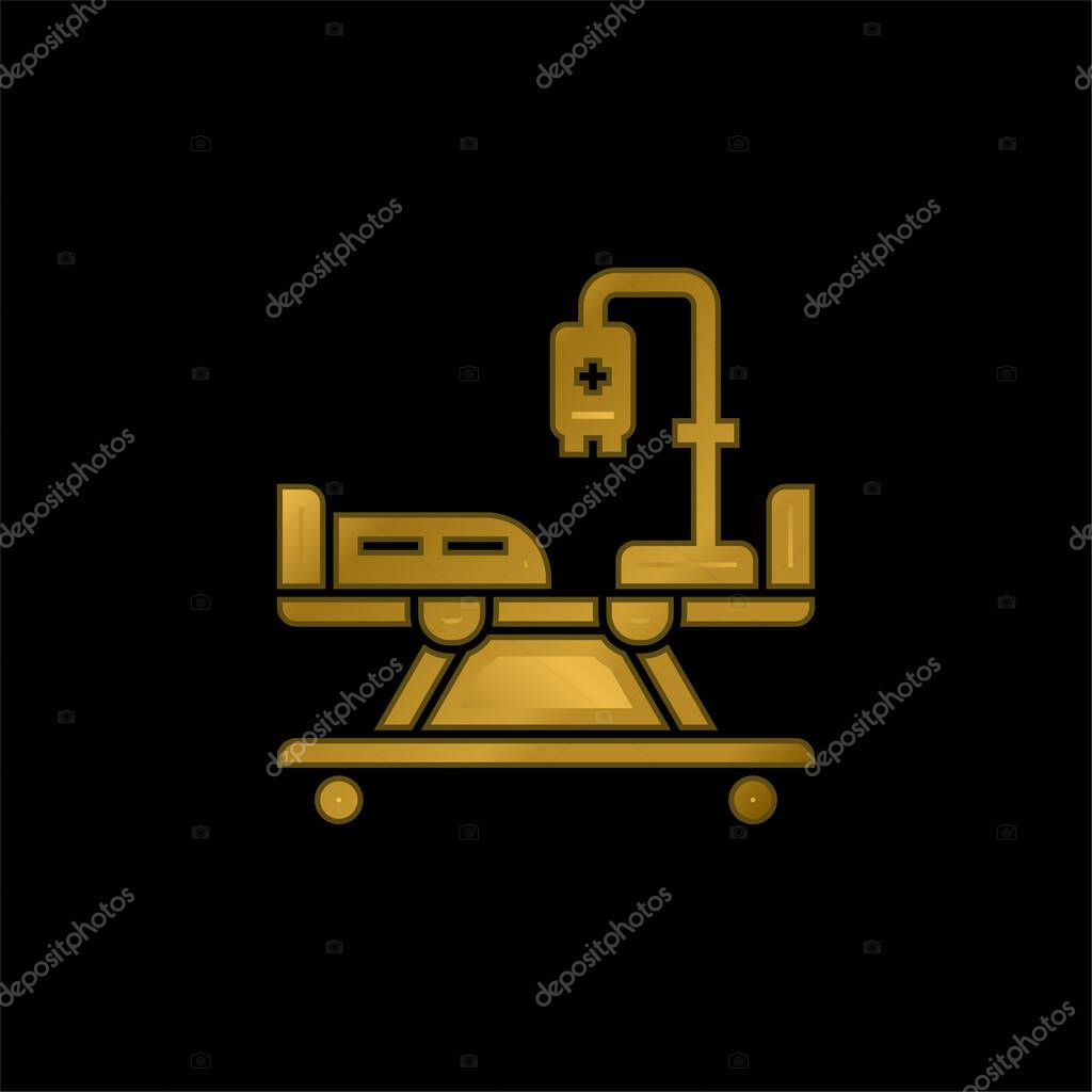 Bed gold plated metalic icon or logo vector