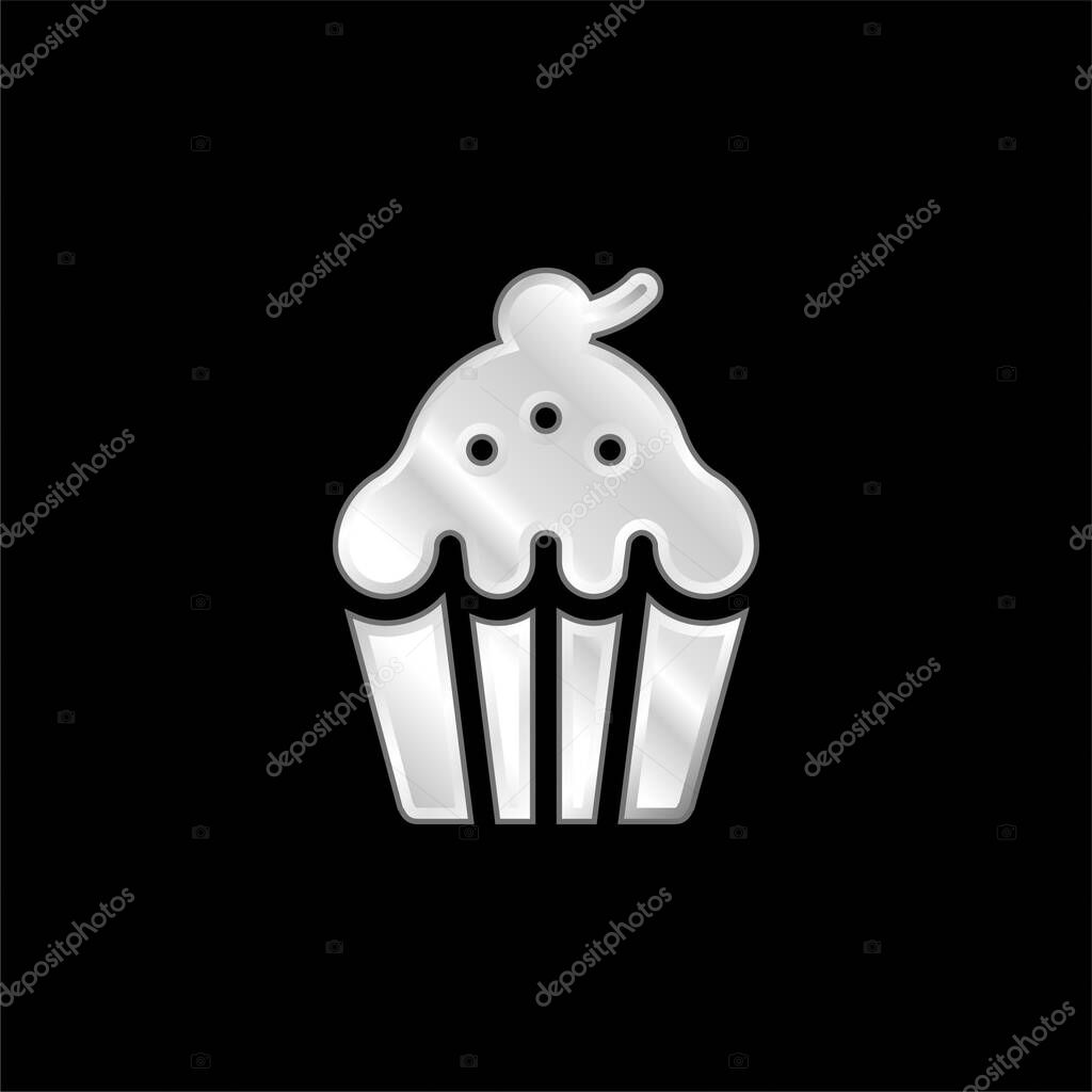 Baked silver plated metallic icon