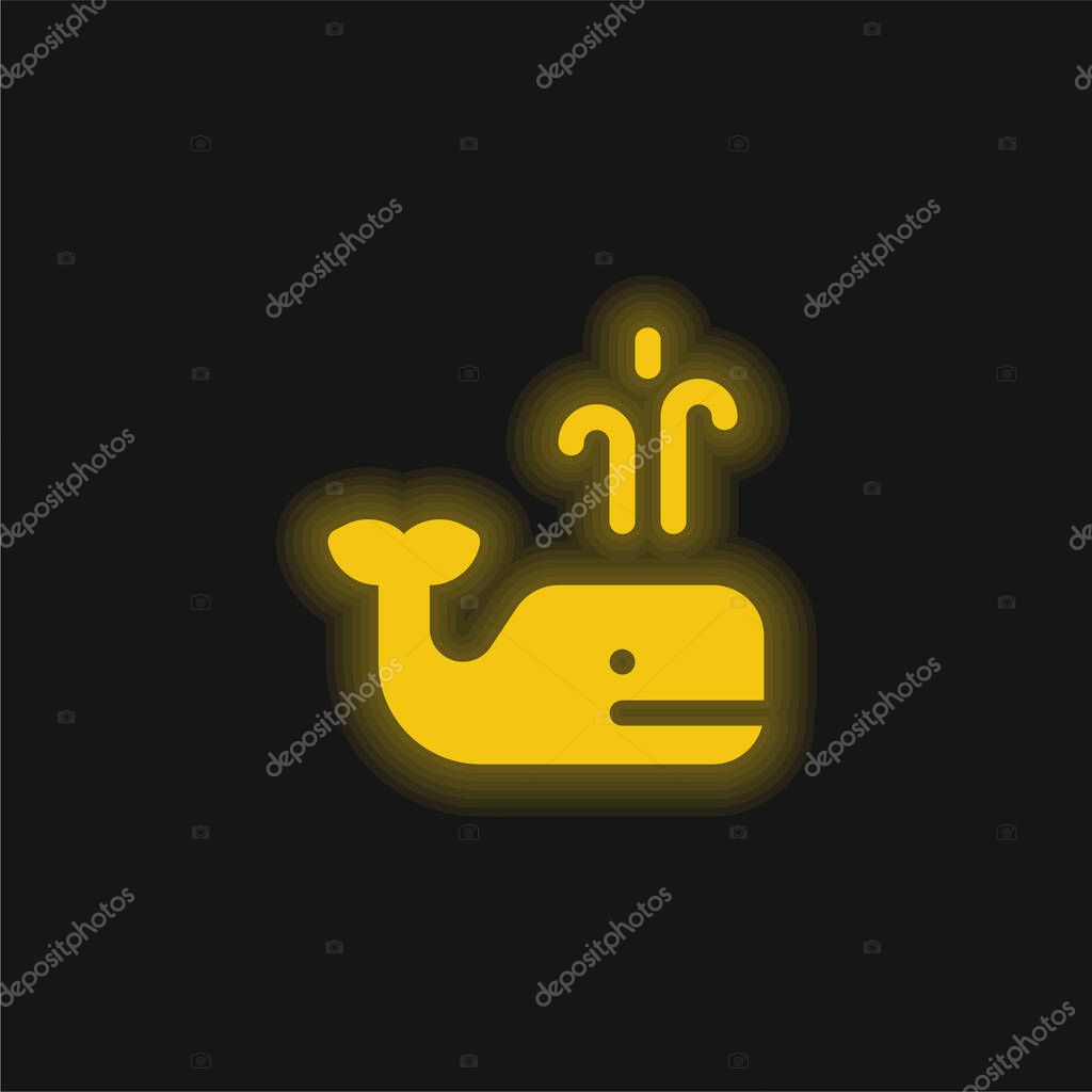 Blue Whale yellow glowing neon icon