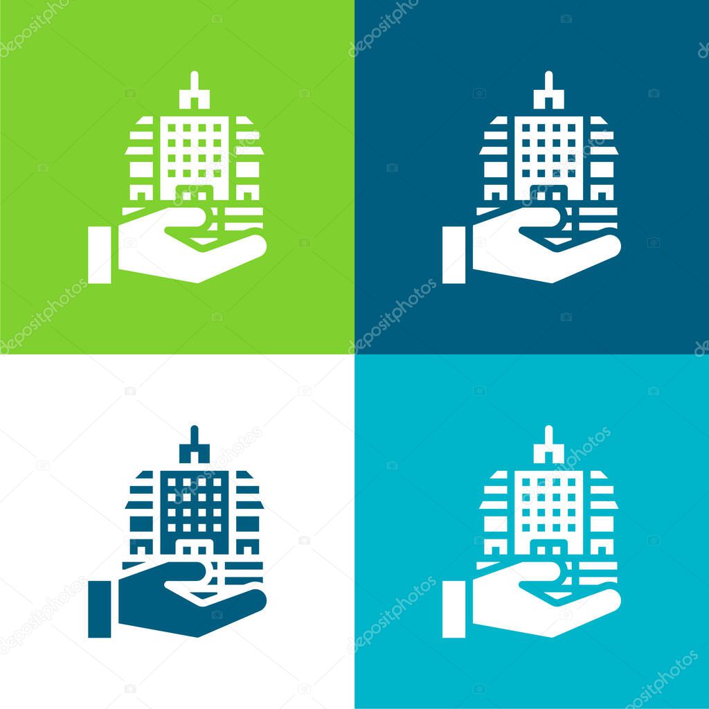Bank Flat four color minimal icon set