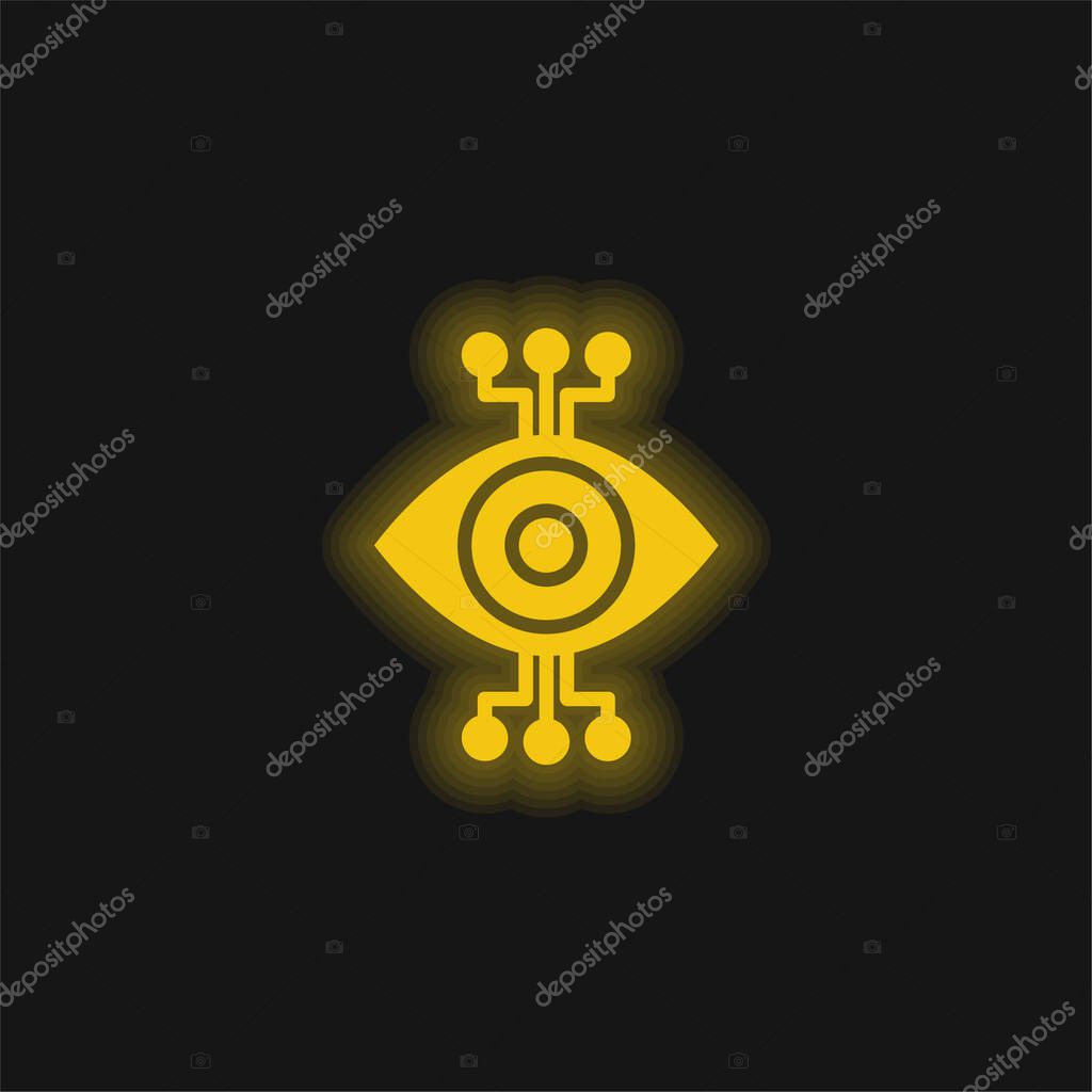 Bionic Eye yellow glowing neon icon