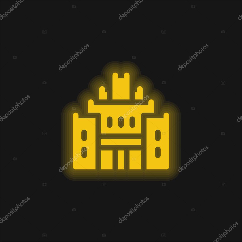 African Heritage House yellow glowing neon icon