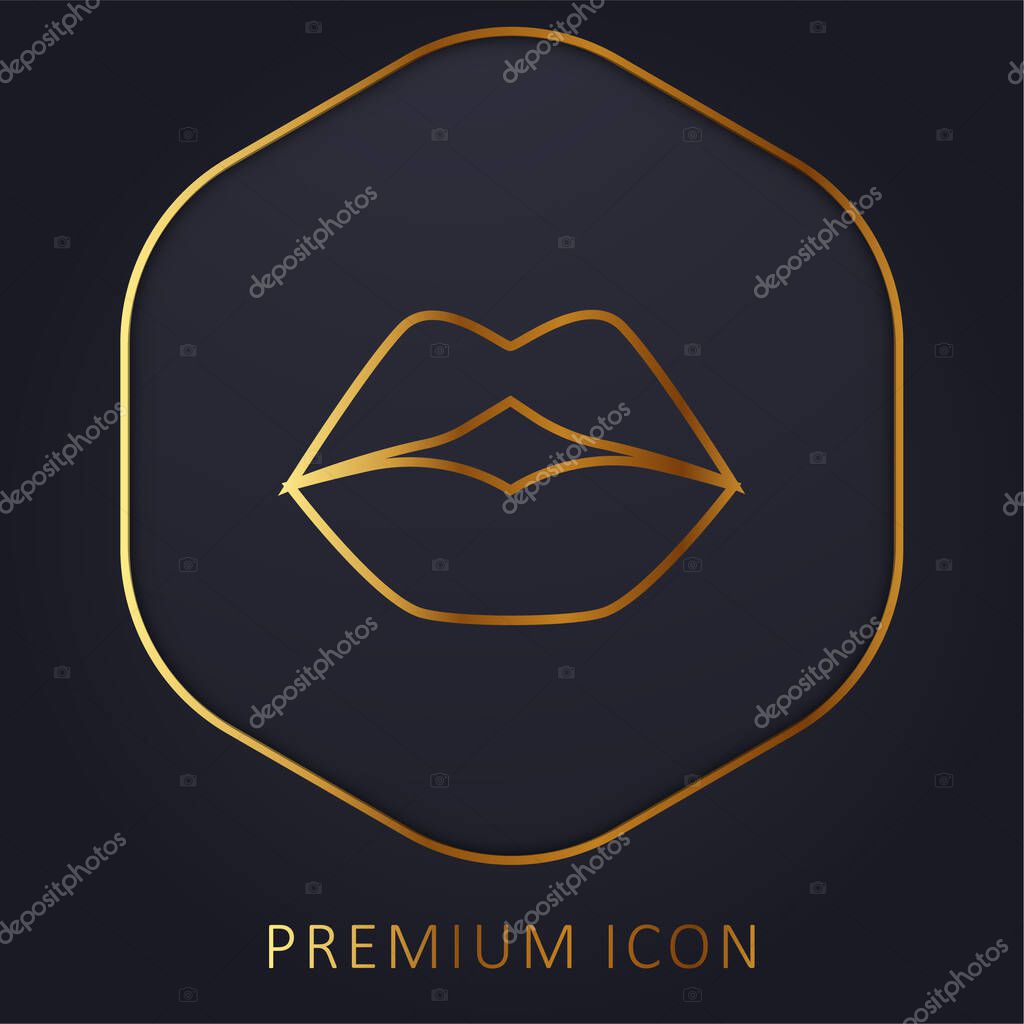 Big Lips golden line premium logo or icon