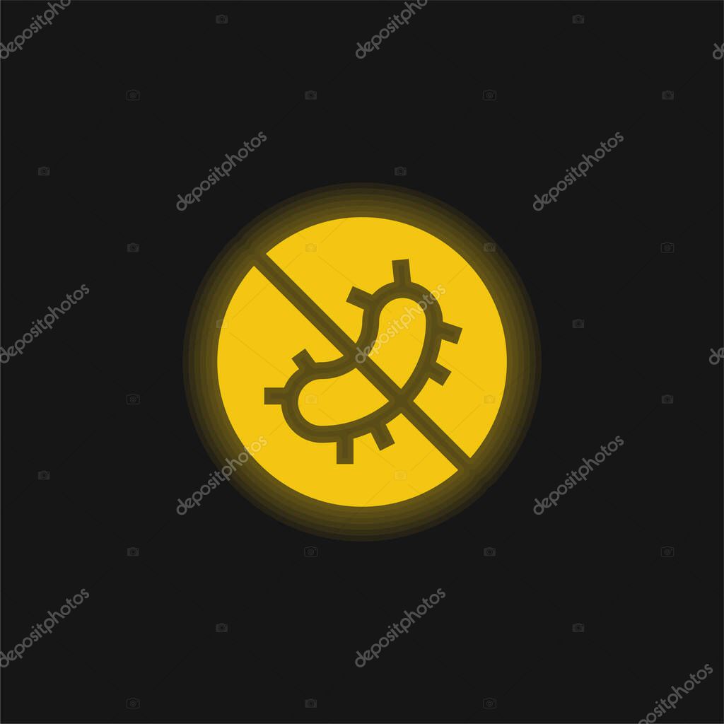 Antibacterial Fabric yellow glowing neon icon