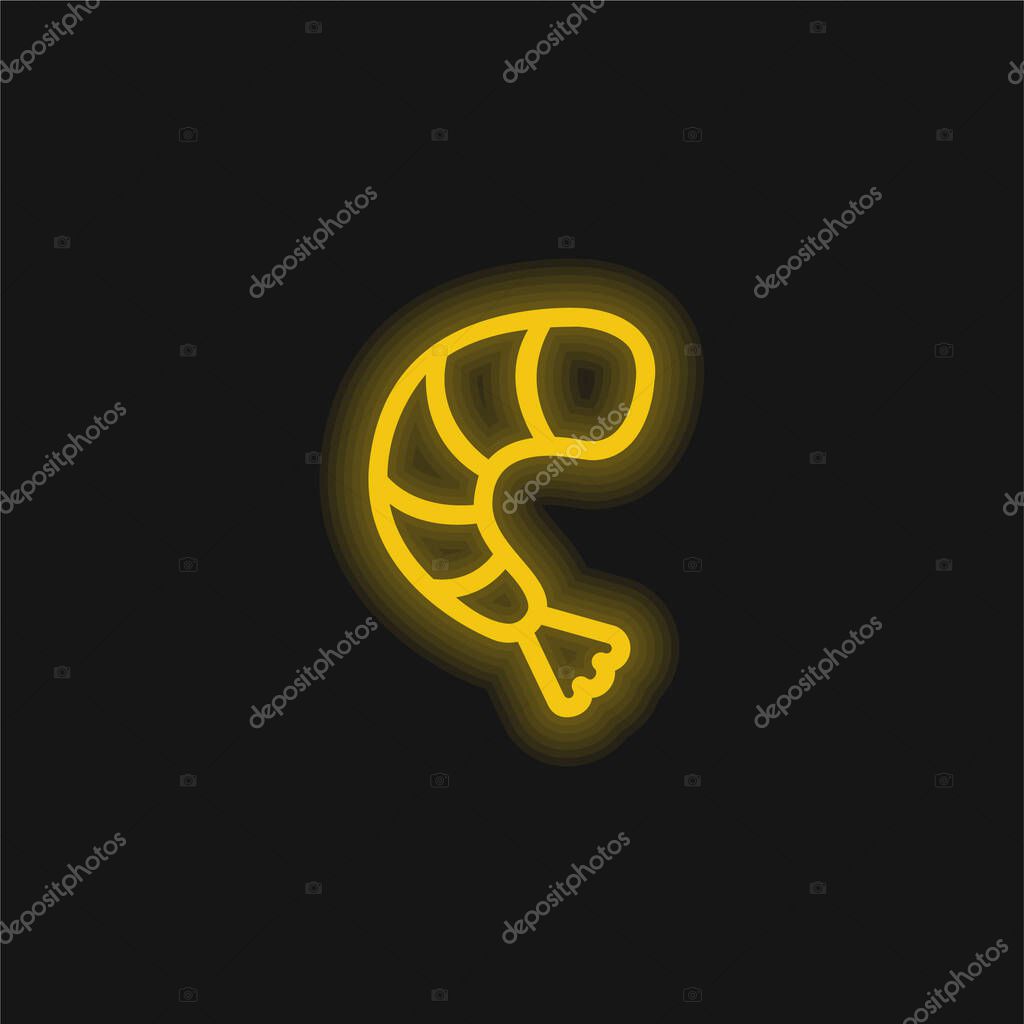 Big Shrimp yellow glowing neon icon