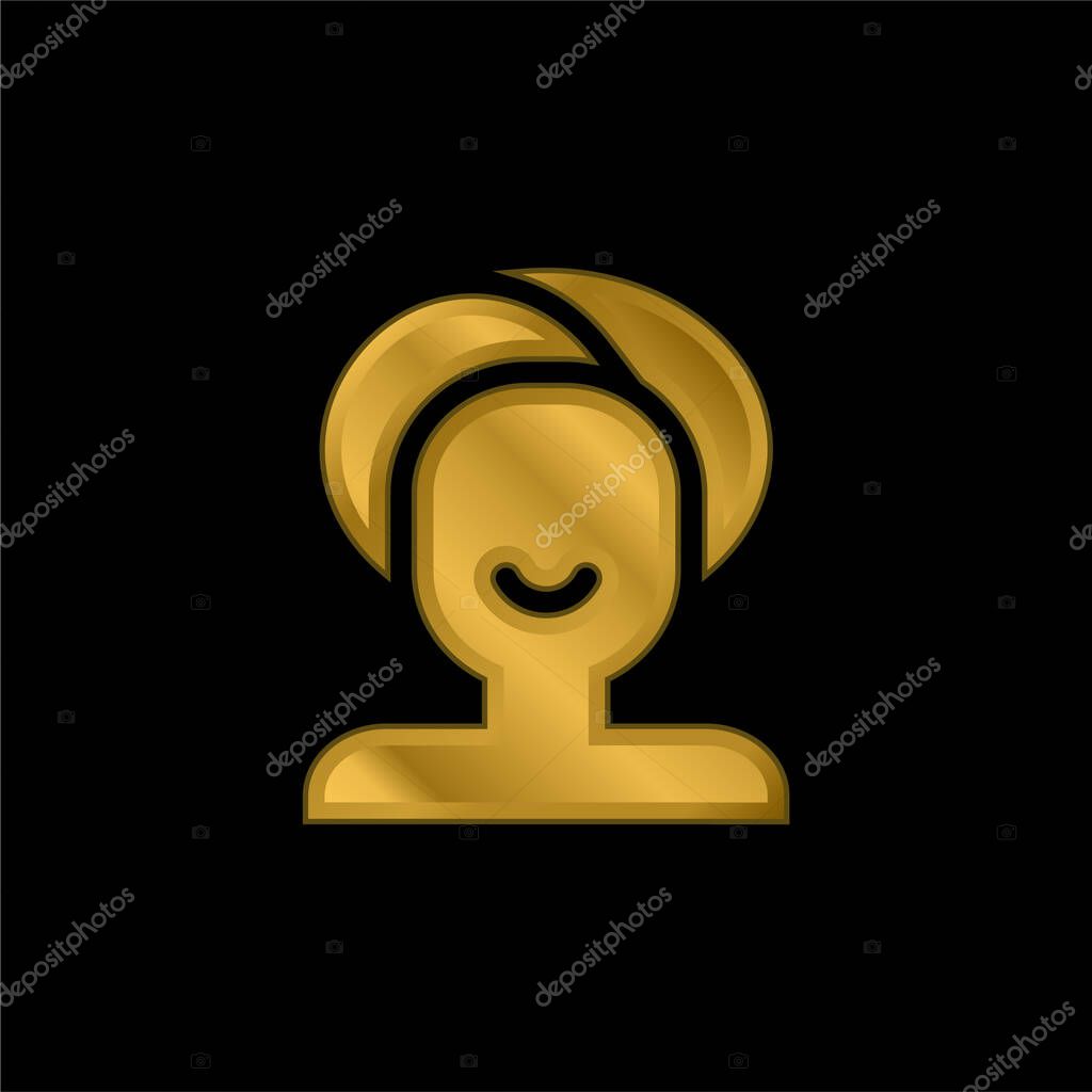 Beauty Salon gold plated metalic icon or logo vector