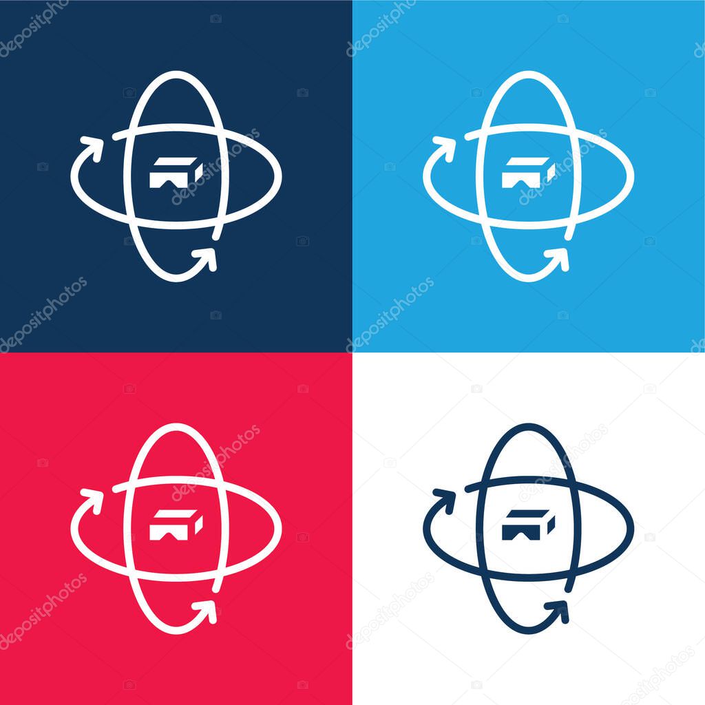 360 Degrees blue and red four color minimal icon set