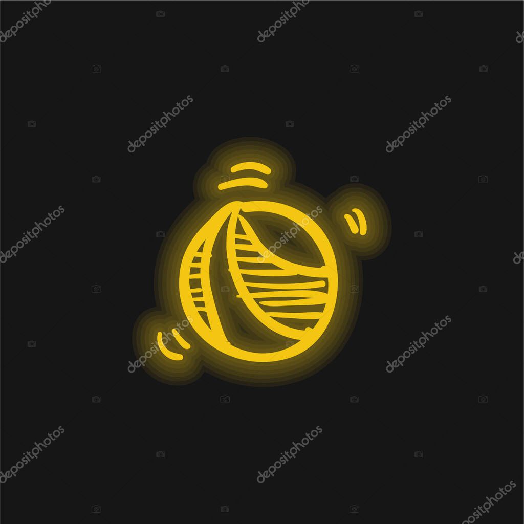 Bouncing Ball Toy yellow glowing neon icon