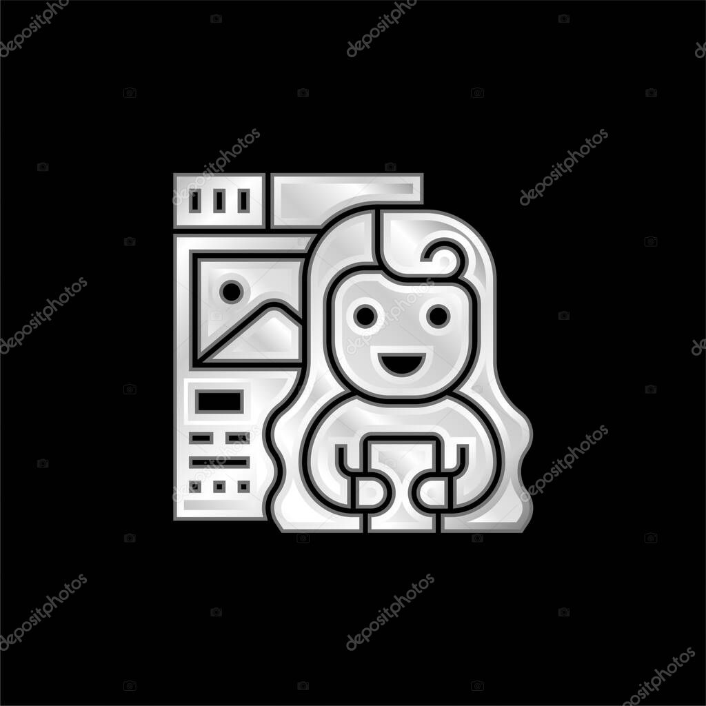 Blogger silver plated metallic icon