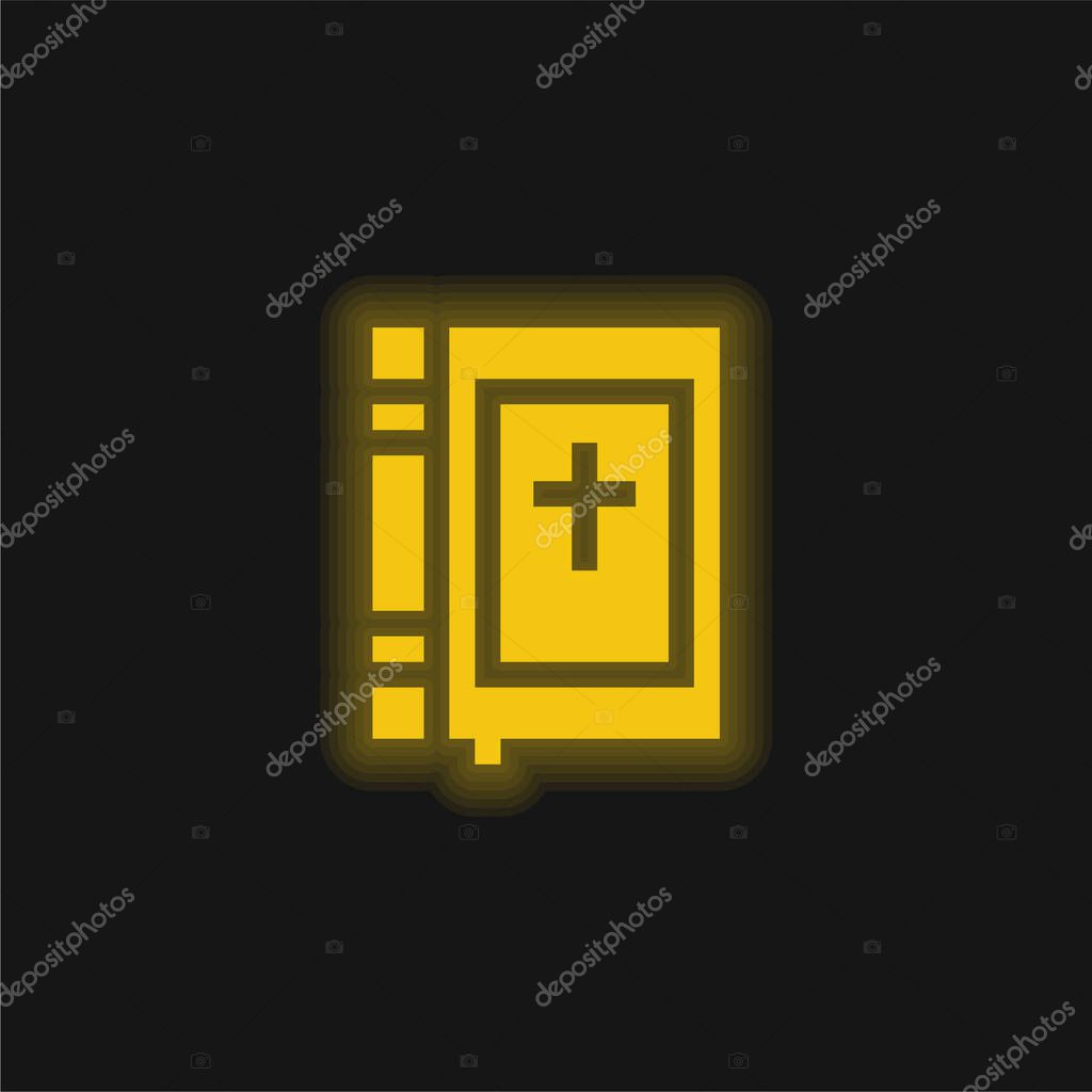 Bible yellow glowing neon icon