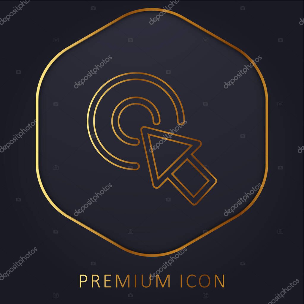 Arrow Pointing The Center Of A Circular Button Of Two Concentric Circles golden line premium logo or icon