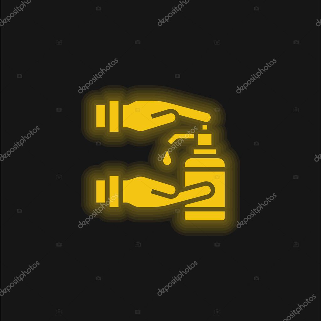 Alcohol Gel yellow glowing neon icon