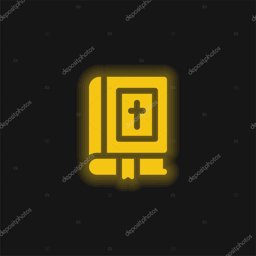 Bible yellow glowing neon icon