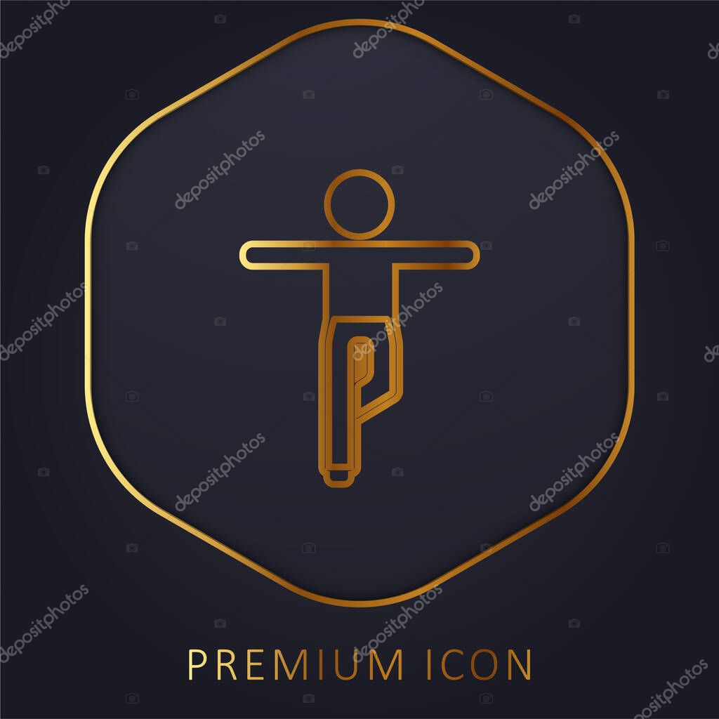 Boy Balance Position golden line premium logo or icon