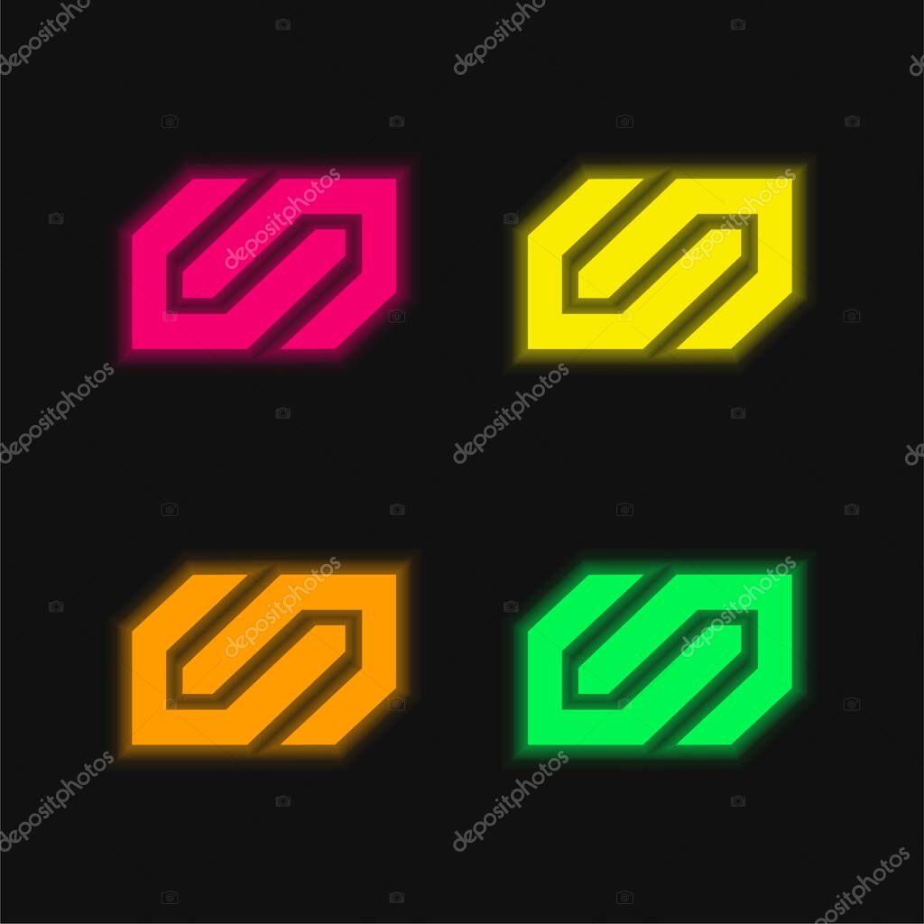 Barcelona Metro Logo four color glowing neon vector icon