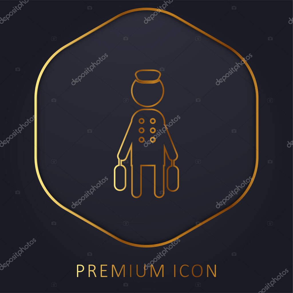 Bell Boy With Baggage golden line premium logo or icon