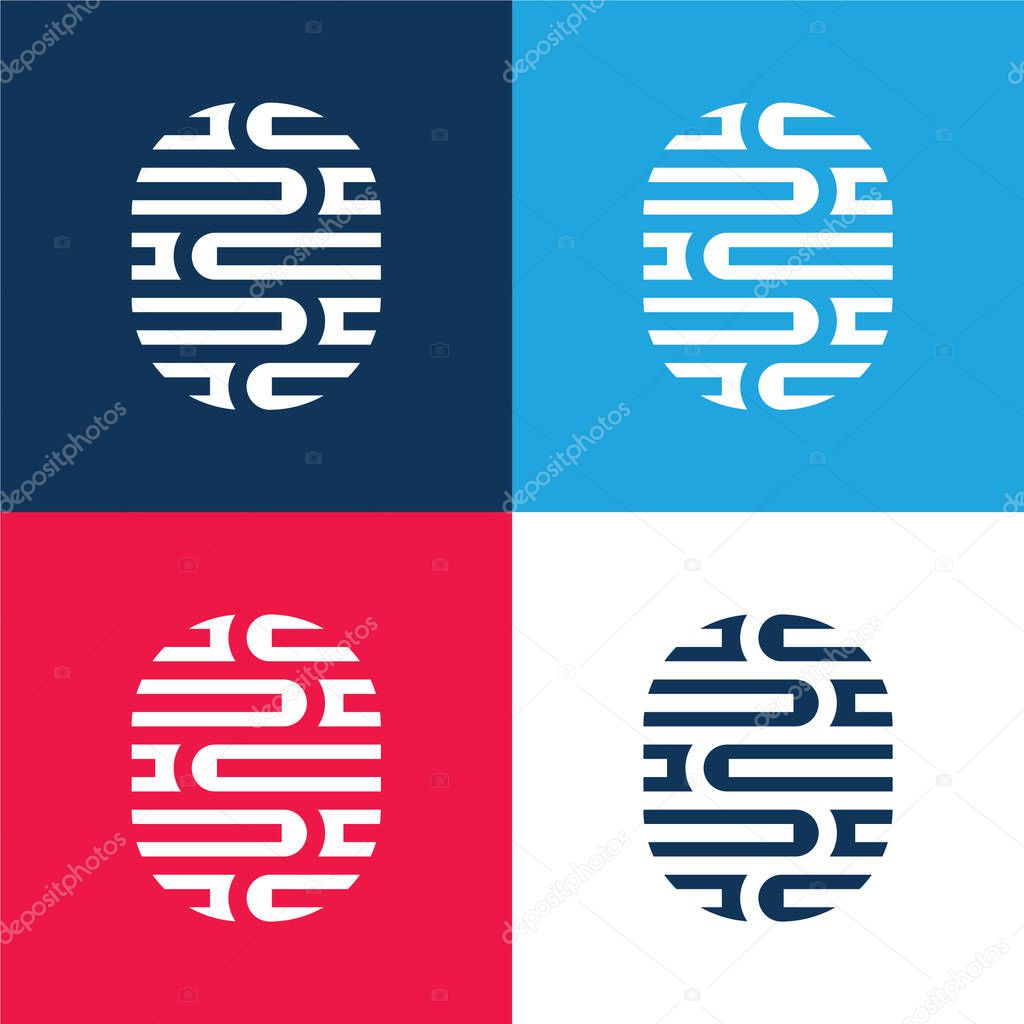 Brain blue and red four color minimal icon set