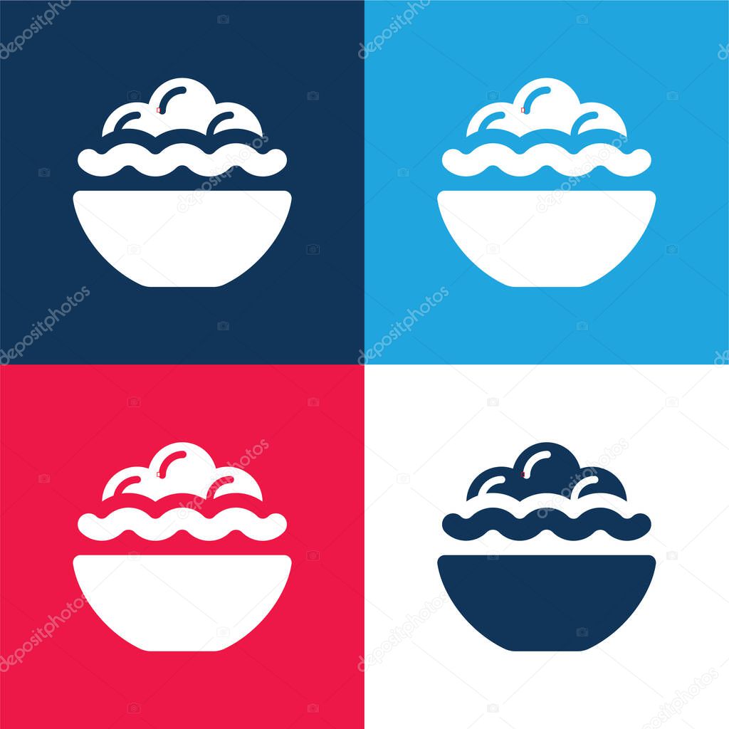 Bowl Full Of Food blue and red four color minimal icon set