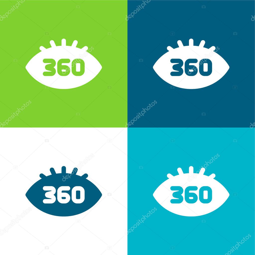 360 Degrees Flat four color minimal icon set