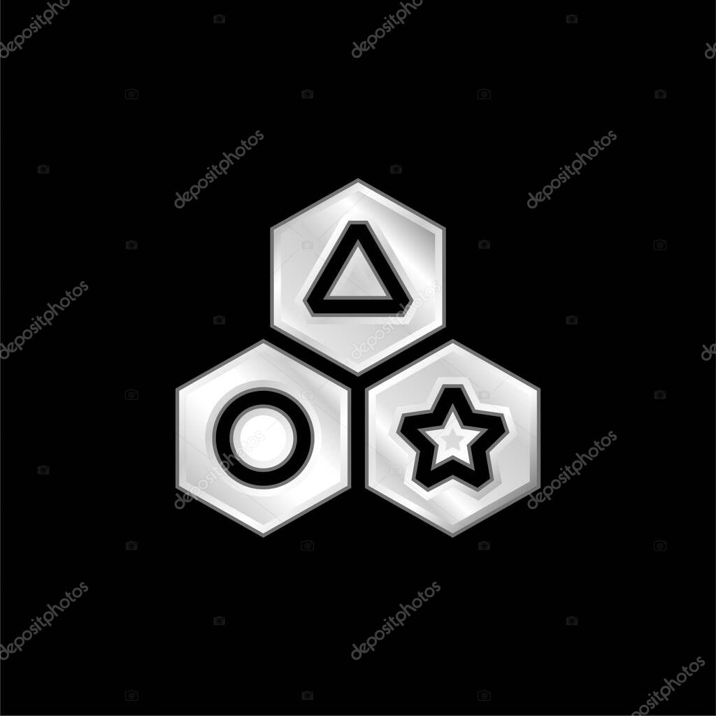 Blocks silver plated metallic icon