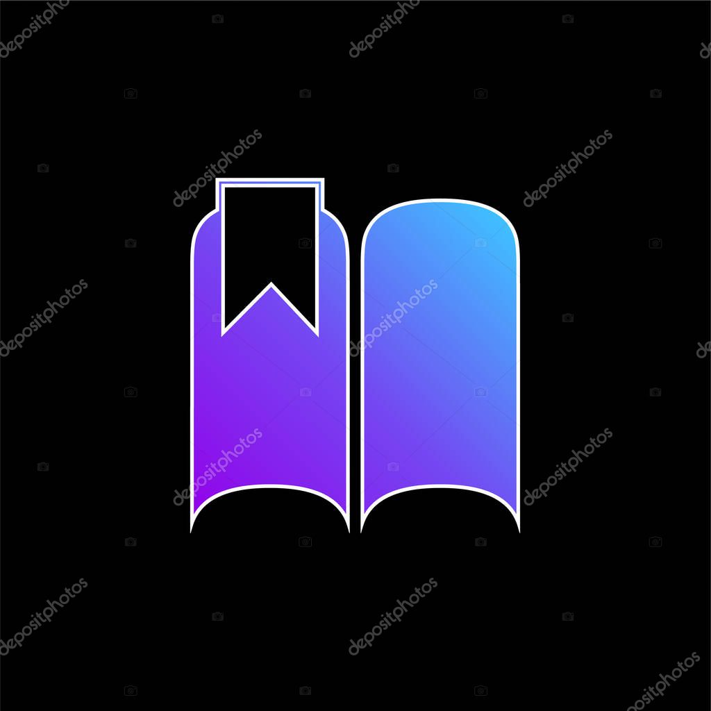 Bookmark On An Open Book Black Shape blue gradient vector icon