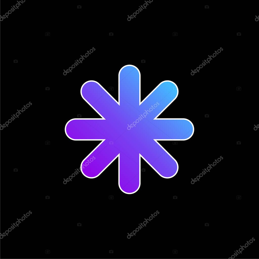 Asterisk Black Star Shape blue gradient vector icon