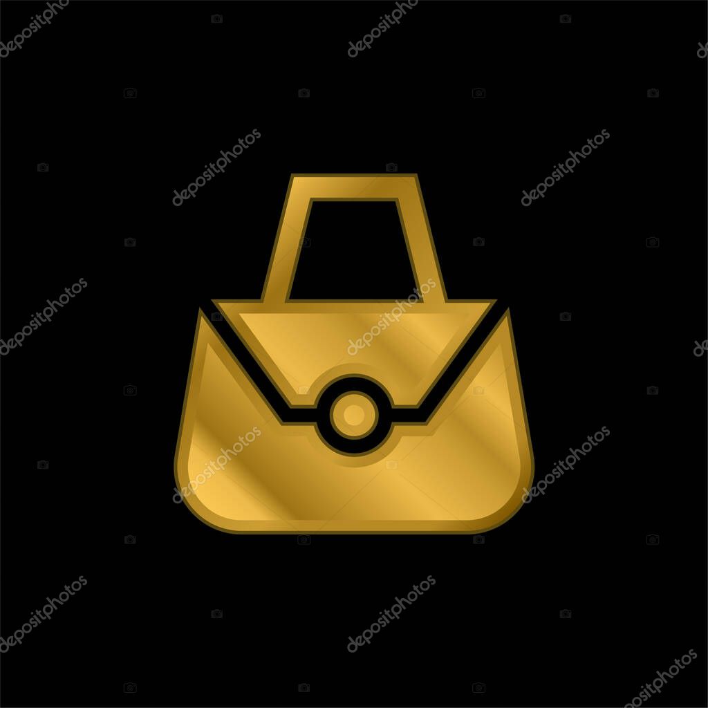 Bag gold plated metalic icon or logo vector