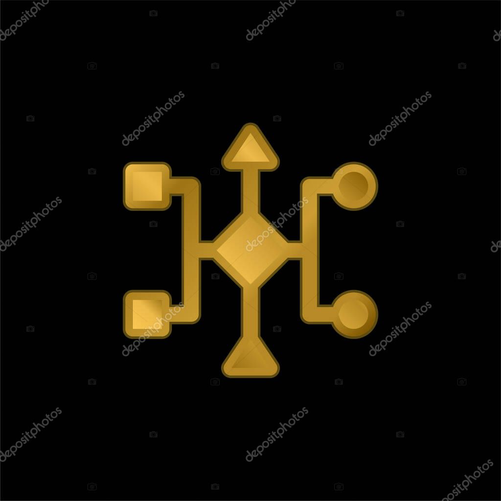 Algorithm gold plated metalic icon or logo vector