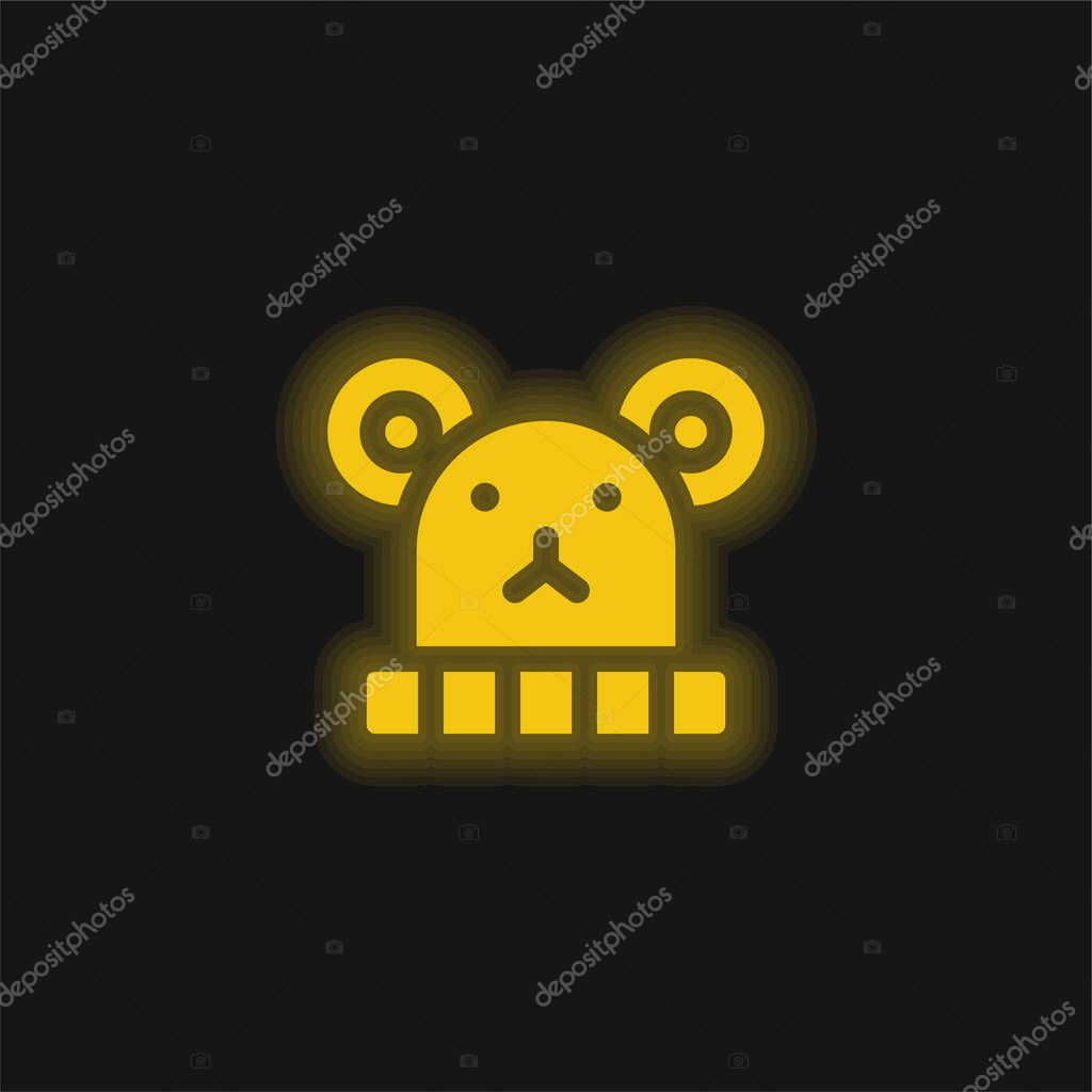 Baby Hat yellow glowing neon icon