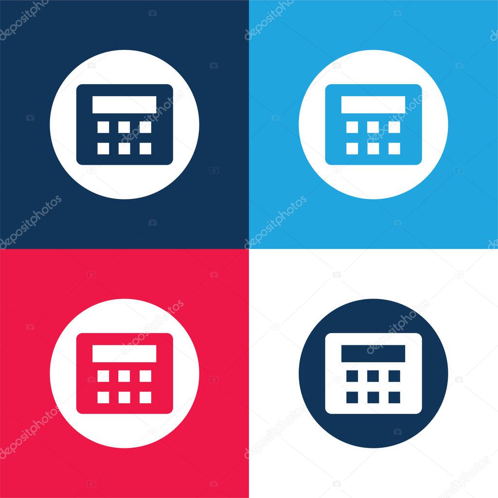 Alarm System With Password blue and red four color minimal icon set