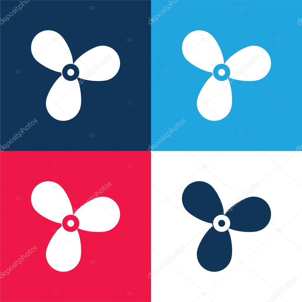 Boat Propeller blue and red four color minimal icon set