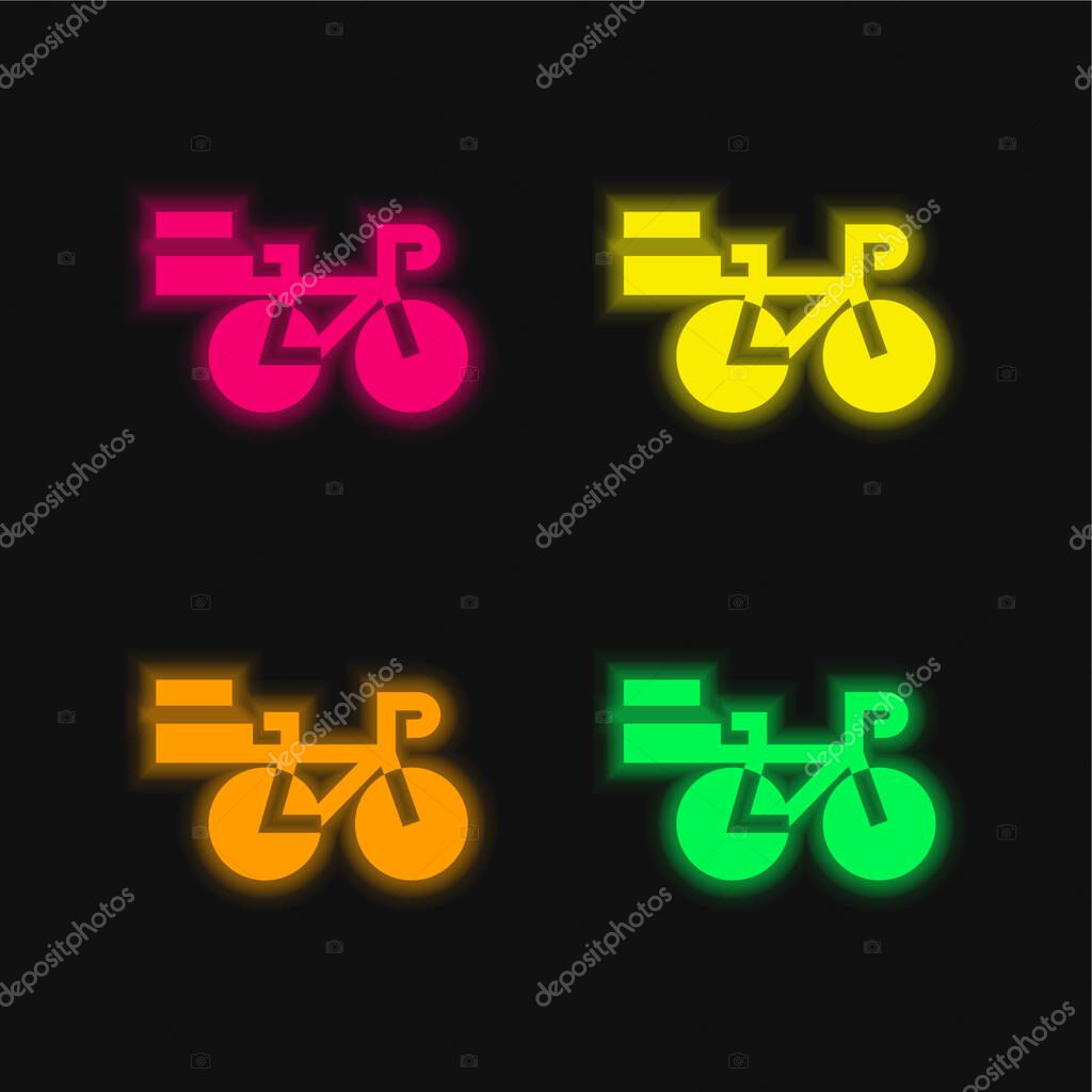 Bike four color glowing neon vector icon