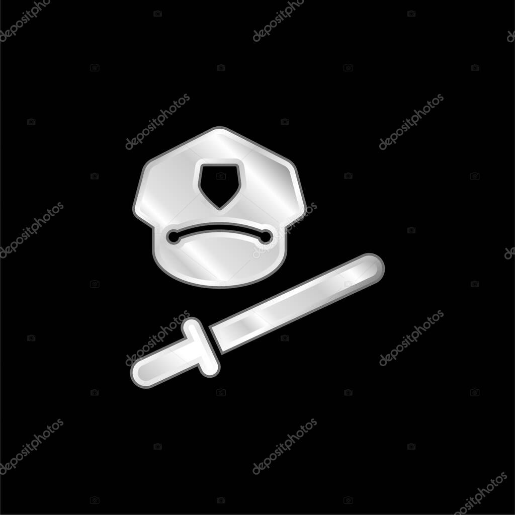 Baton silver plated metallic icon