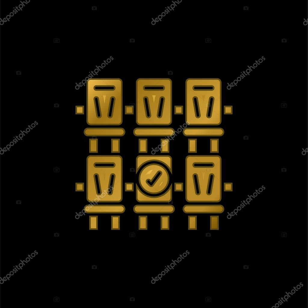 Booking gold plated metalic icon or logo vector