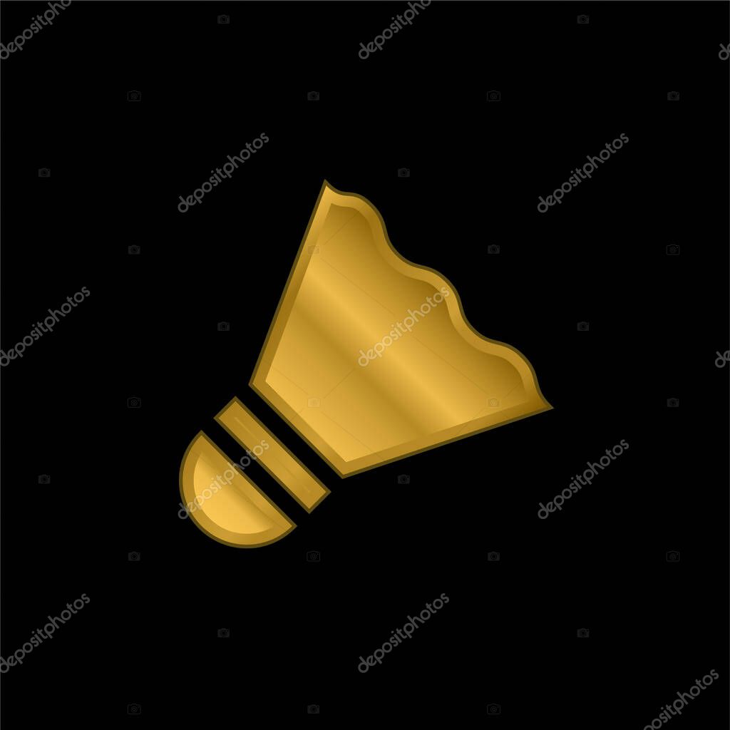 Badminton gold plated metalic icon or logo vector