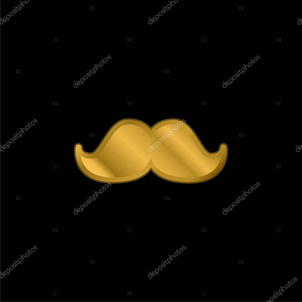 Big Moustache gold plated metalic icon or logo vector