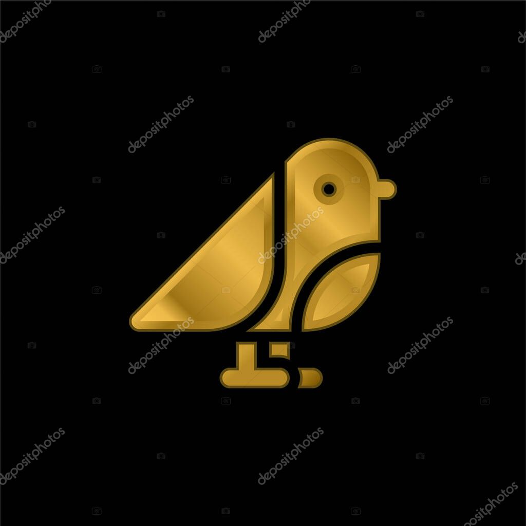 Bird gold plated metalic icon or logo vector