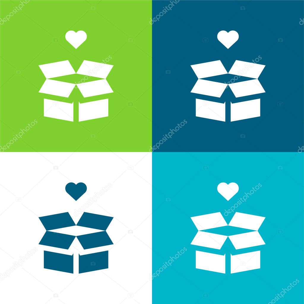 Box Flat four color minimal icon set