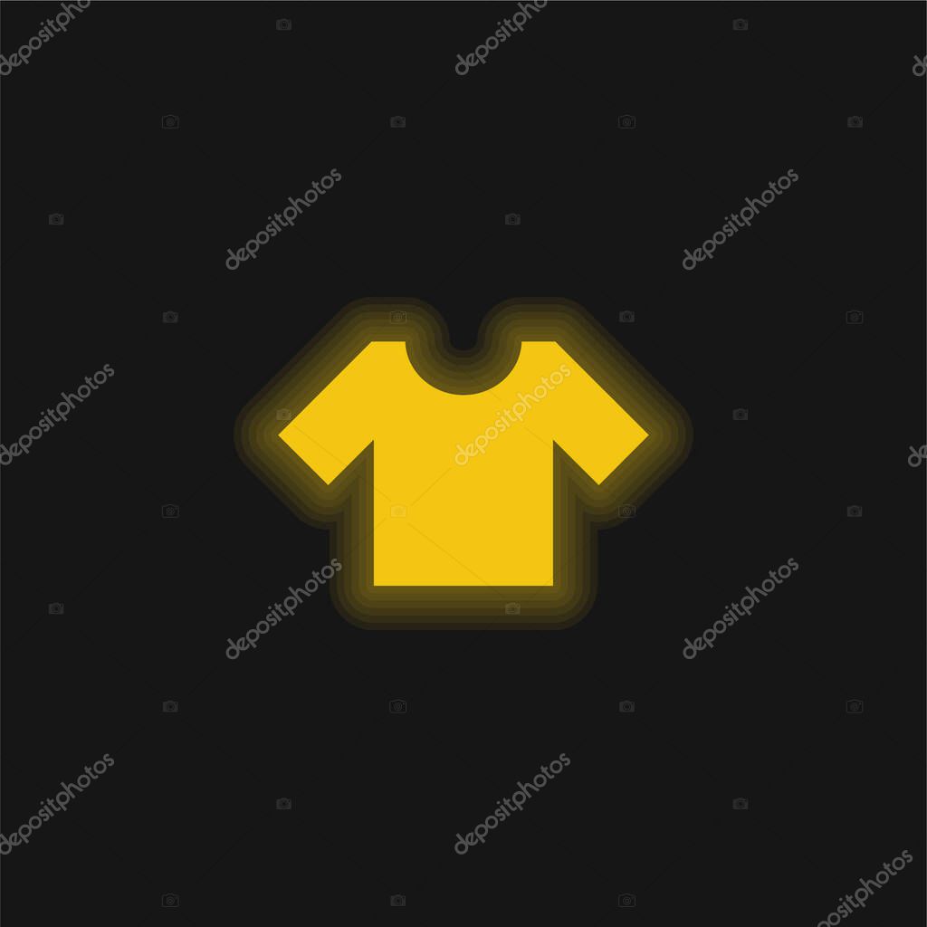 Basic T Shirt yellow glowing neon icon