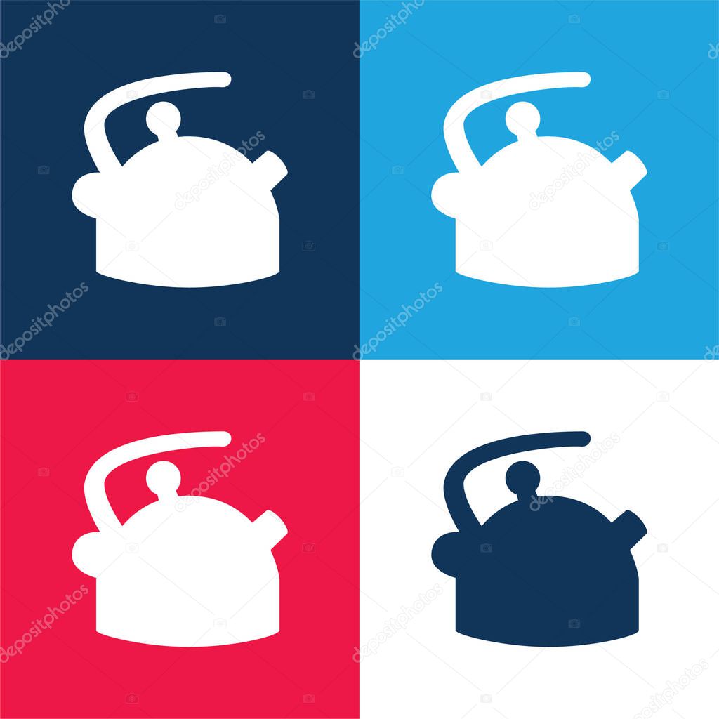 Boiler Silhouette blue and red four color minimal icon set