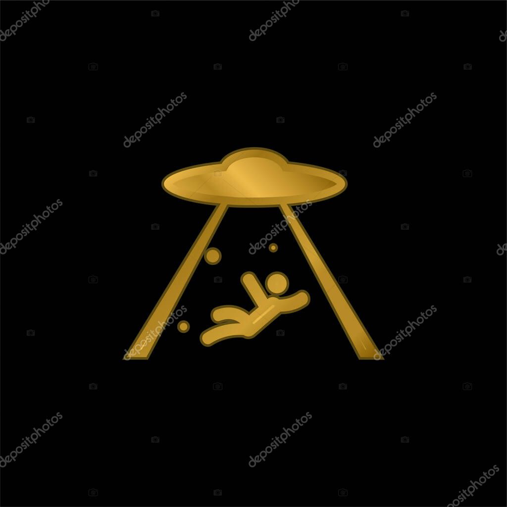 Abduction gold plated metalic icon or logo vector