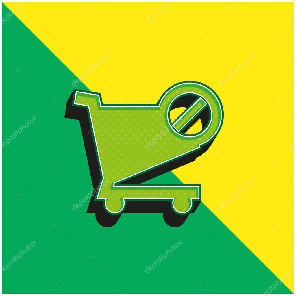 Blocked Shopping Cart E Commerce Symbol Green and yellow modern 3d vector icon logo