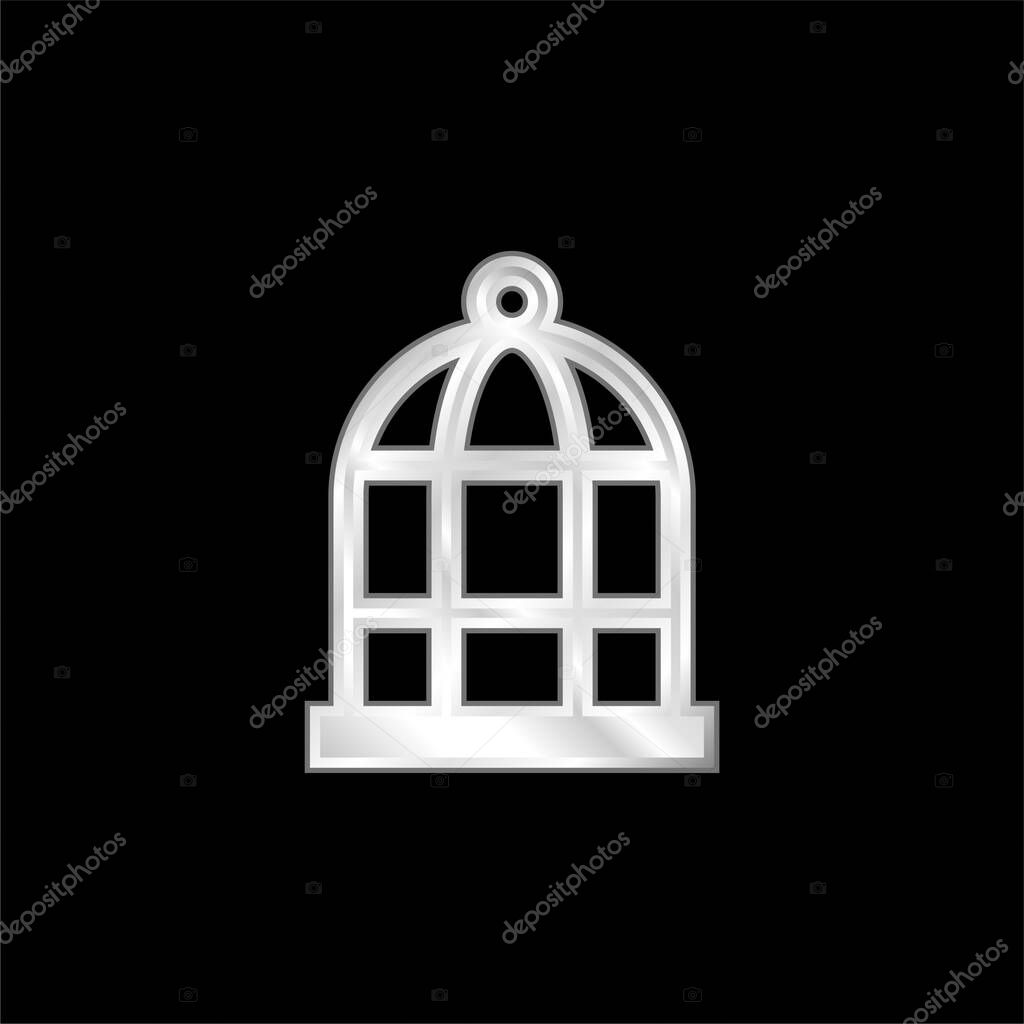 Bird Cage silver plated metallic icon