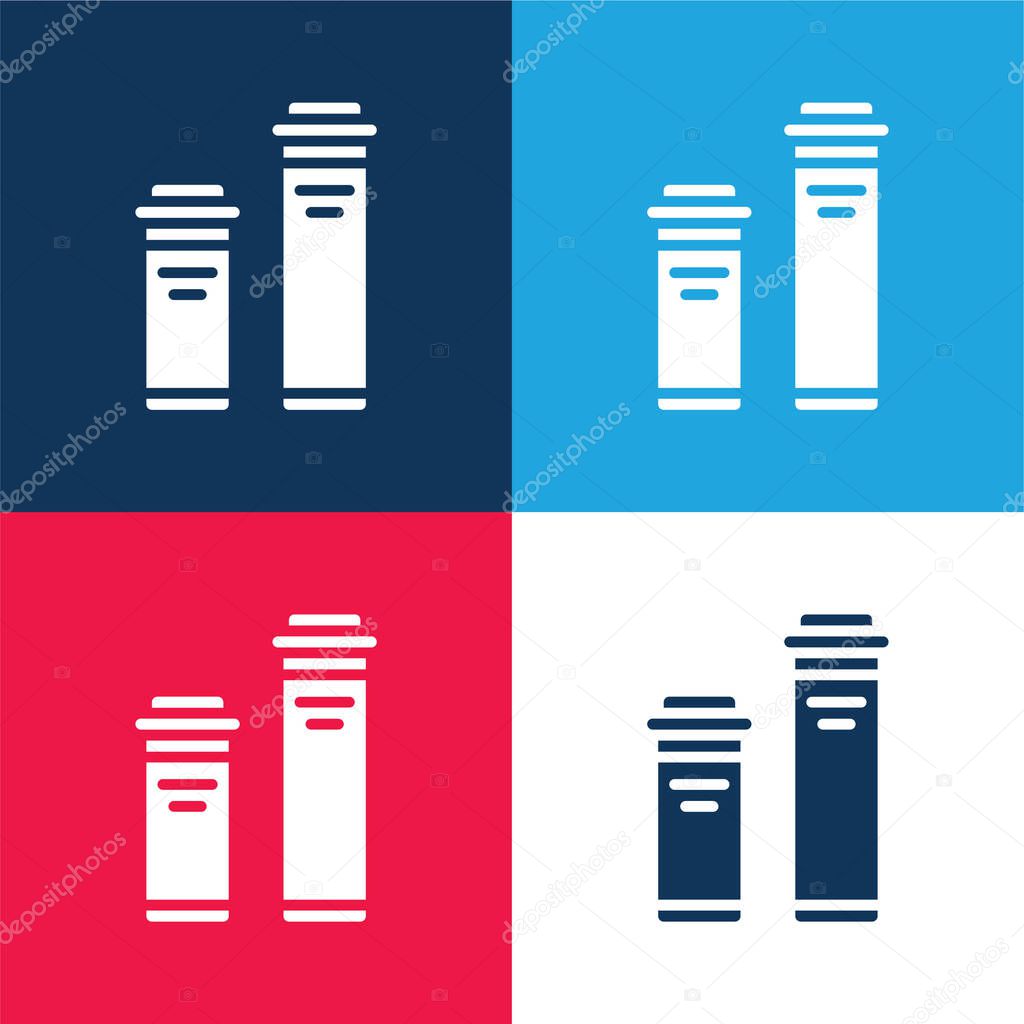 Bottle blue and red four color minimal icon set