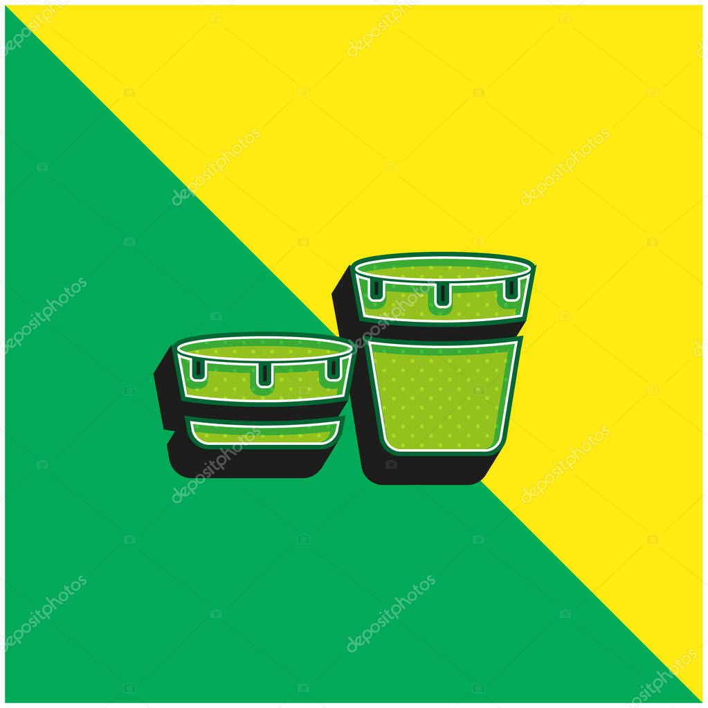 African Drum Set With Design Green and yellow modern 3d vector icon logo