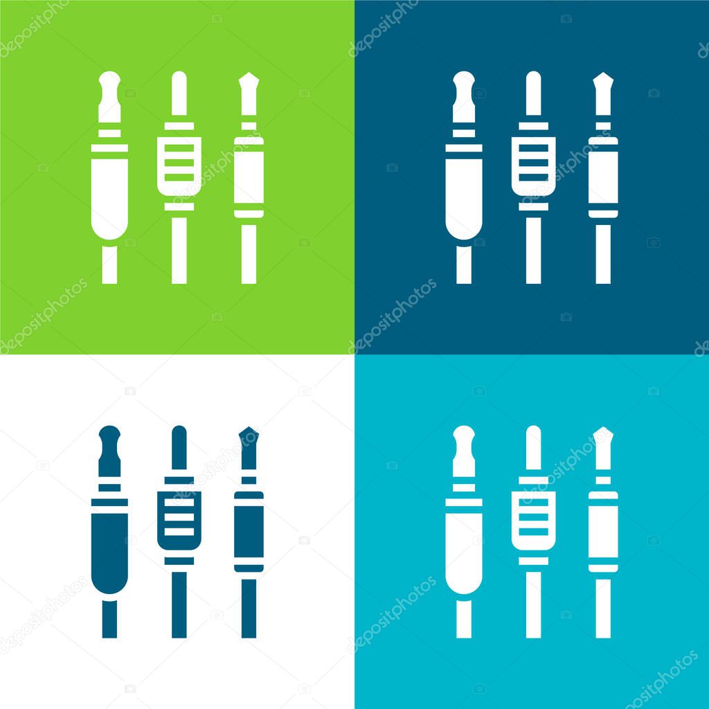 Audio Jack Flat four color minimal icon set