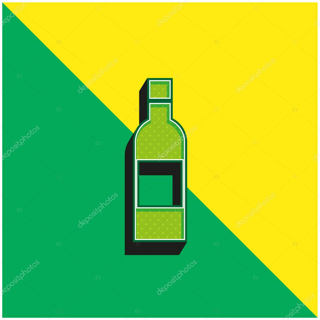 Bottle Green and yellow modern 3d vector icon logo