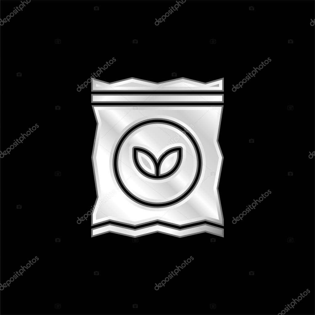 Bag silver plated metallic icon