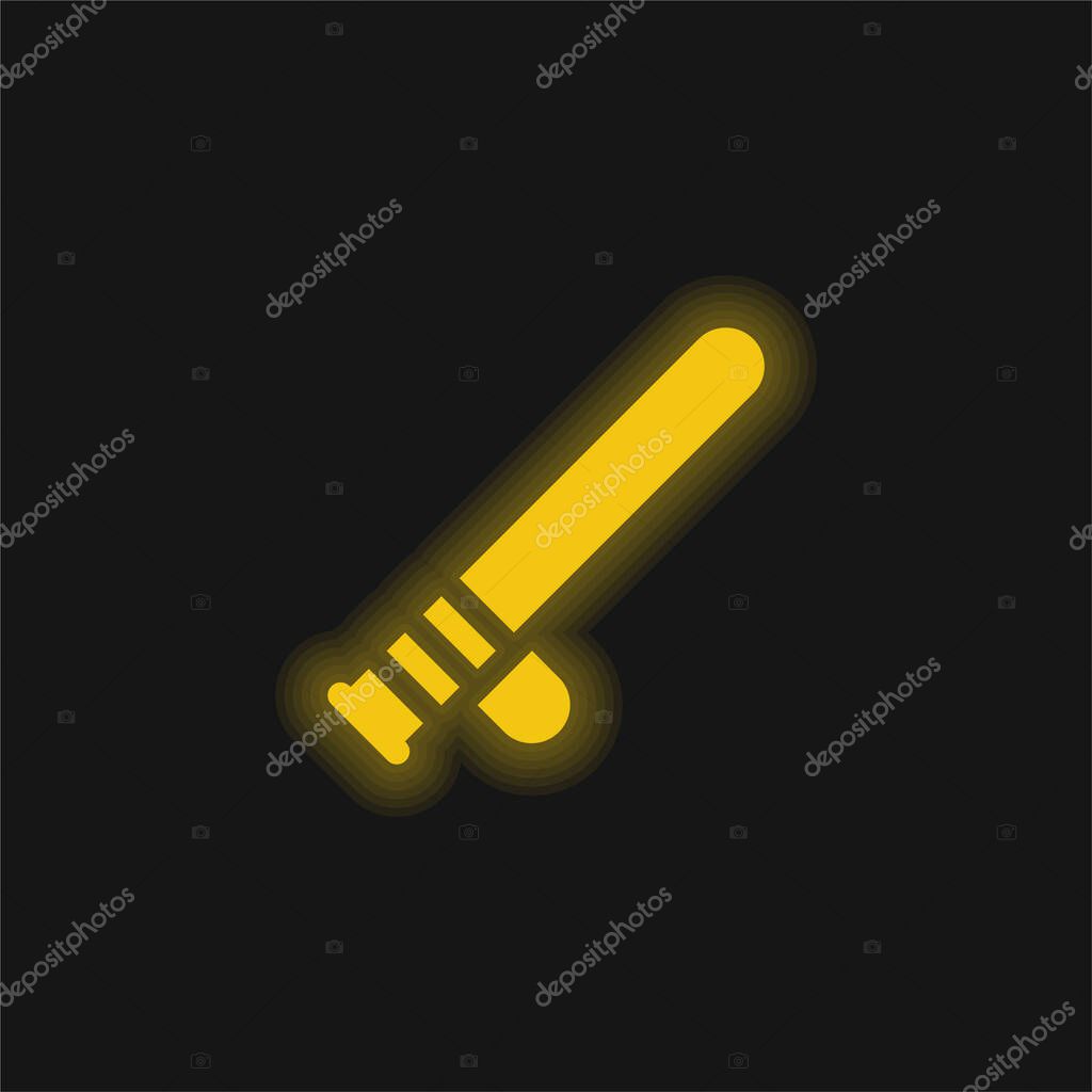Baton yellow glowing neon icon