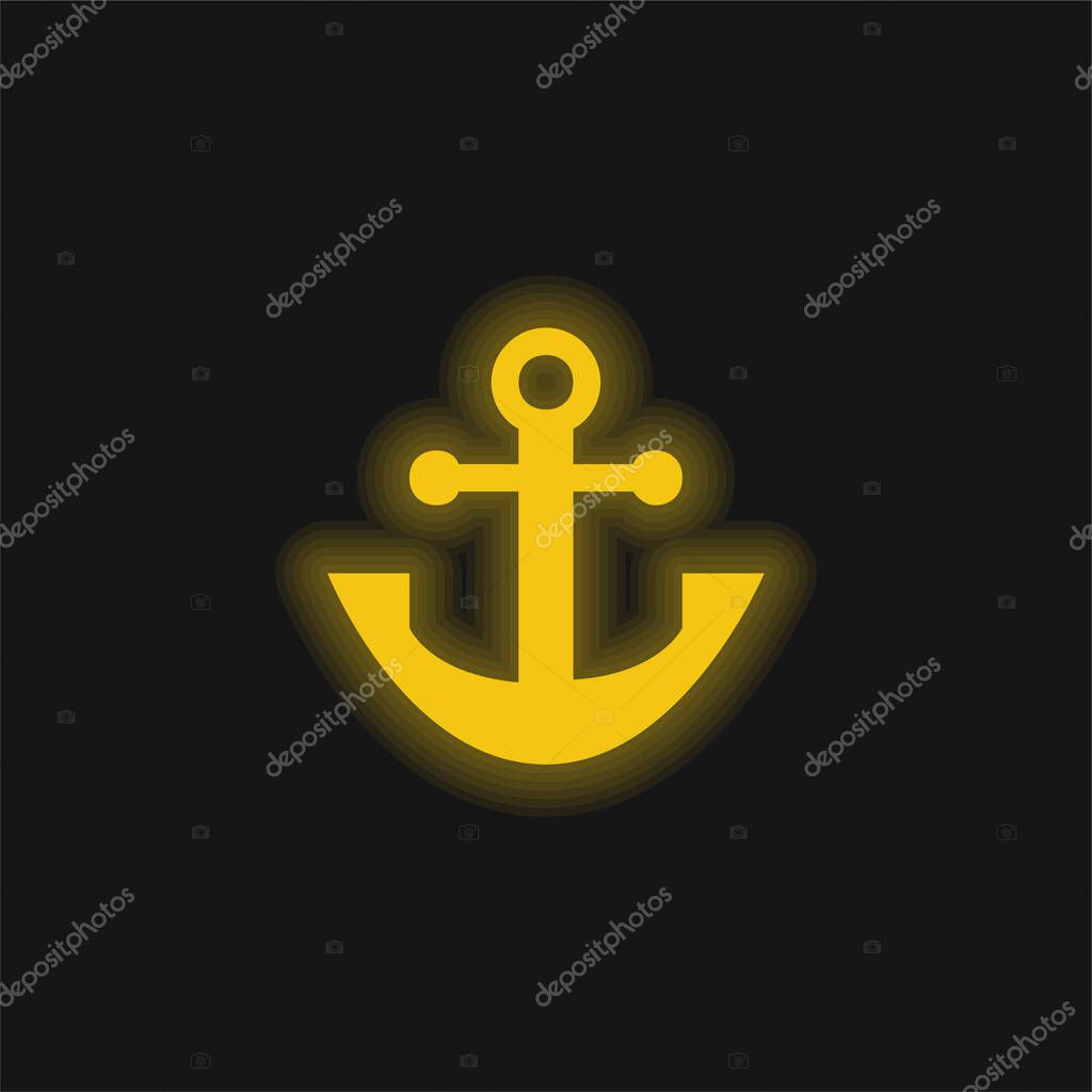 Anchor yellow glowing neon icon